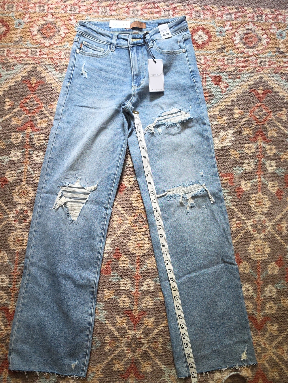 Judy Blue 90s Straight Mid Rise Distressed Womens Jeans Size 1/25. 2